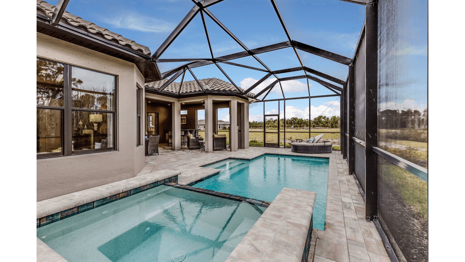 indoor swimming pool with glass wall